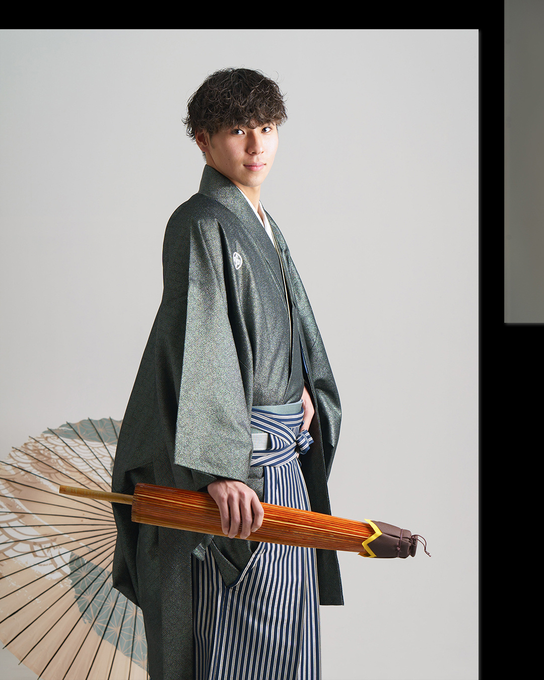 北見市 フォトスタジオいわぶち 男の成人式 紋付き スーツ